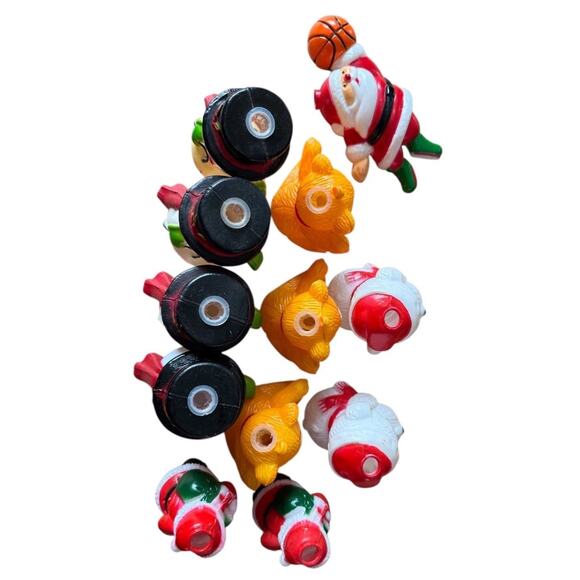 Vintage Christmas Holiday Tree Light Covers Lot Snowmen Bears Sports Santa READ - Picture 8 of 9